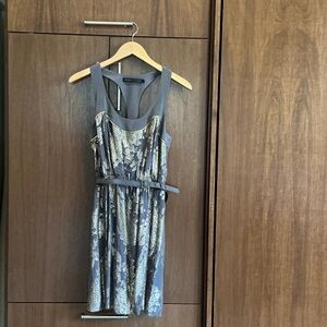 Akiko Gray and Gold Floral Mini Dress